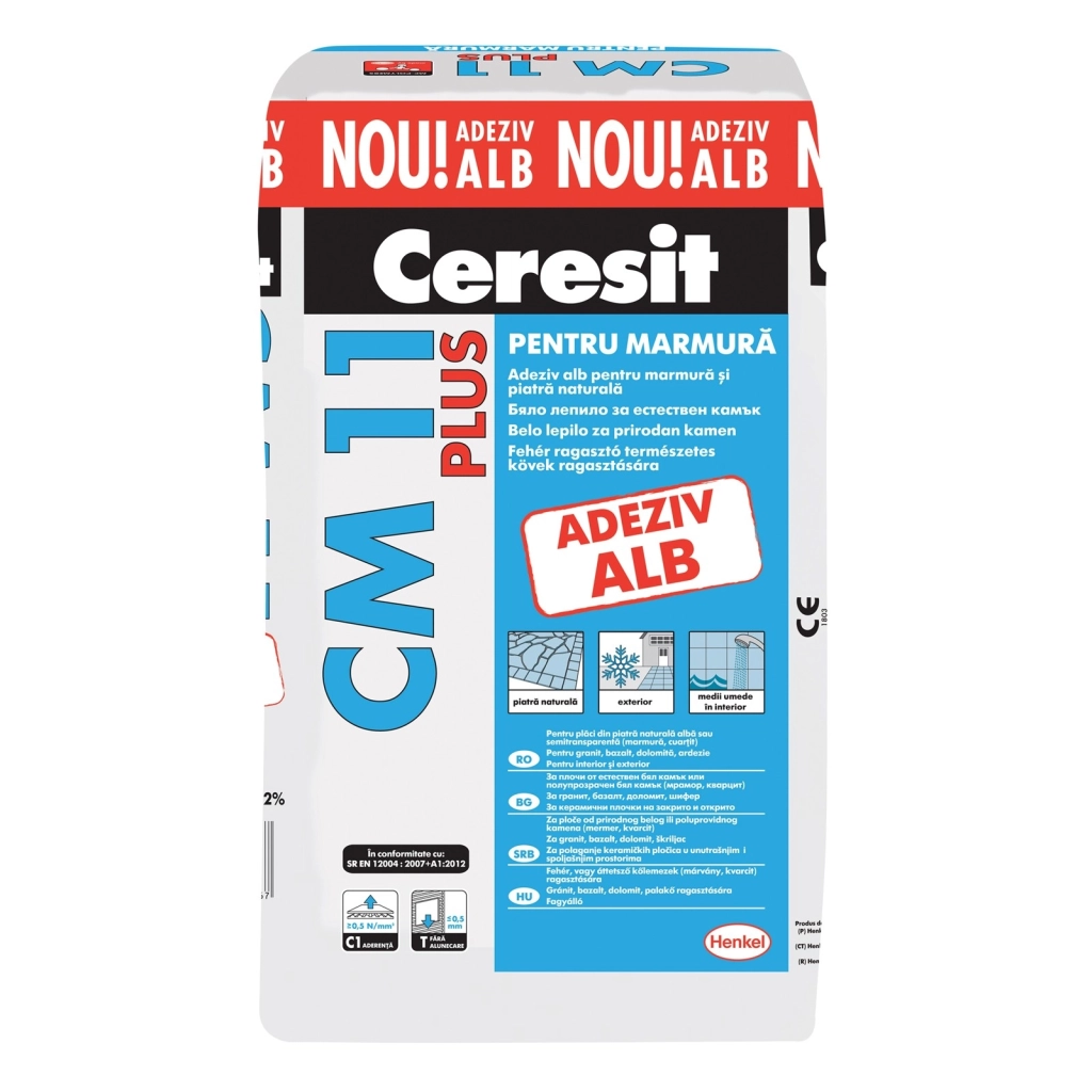 Adeziv pentru marmura si piatra naturala Ceresit CM 11 Plus, Alb, 25kg