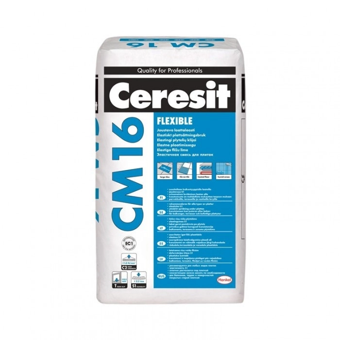 Клей для плитки с армируюшими волокнами Ceresit CM 16 FLEXIBIL, 25кг