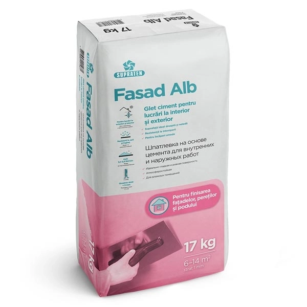 Шпатлевка на основе цемента Fasad Белая 17кг