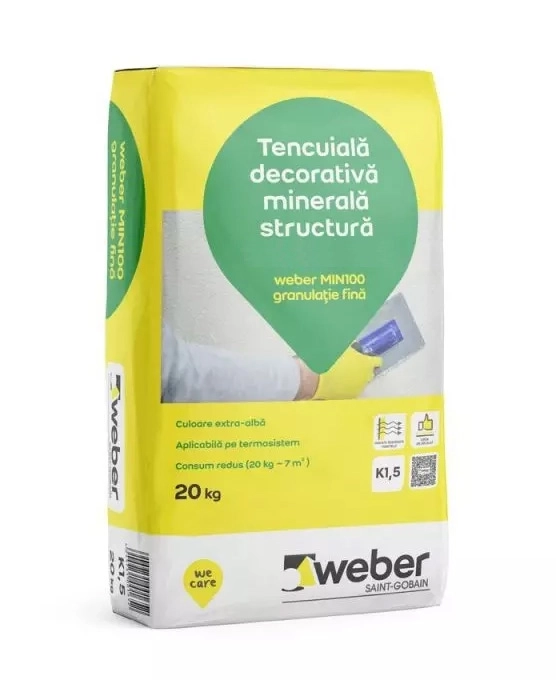 Декоративная штукатурка минеральная – weber MIN100 K1.5 (барашек), 20кг