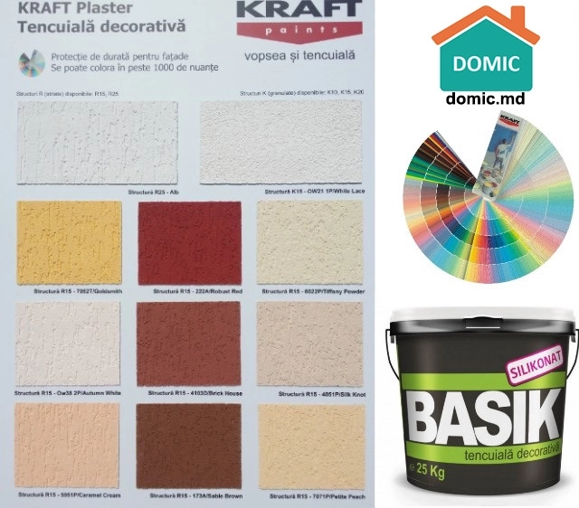 Декоративная силиконовая штукатурка KRAFT Basik R25 (короед), 25 кг