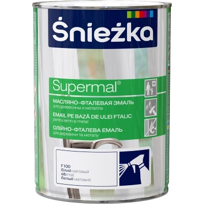 Vopsea email SNIEZKA Supermal alb mat, 0.8L